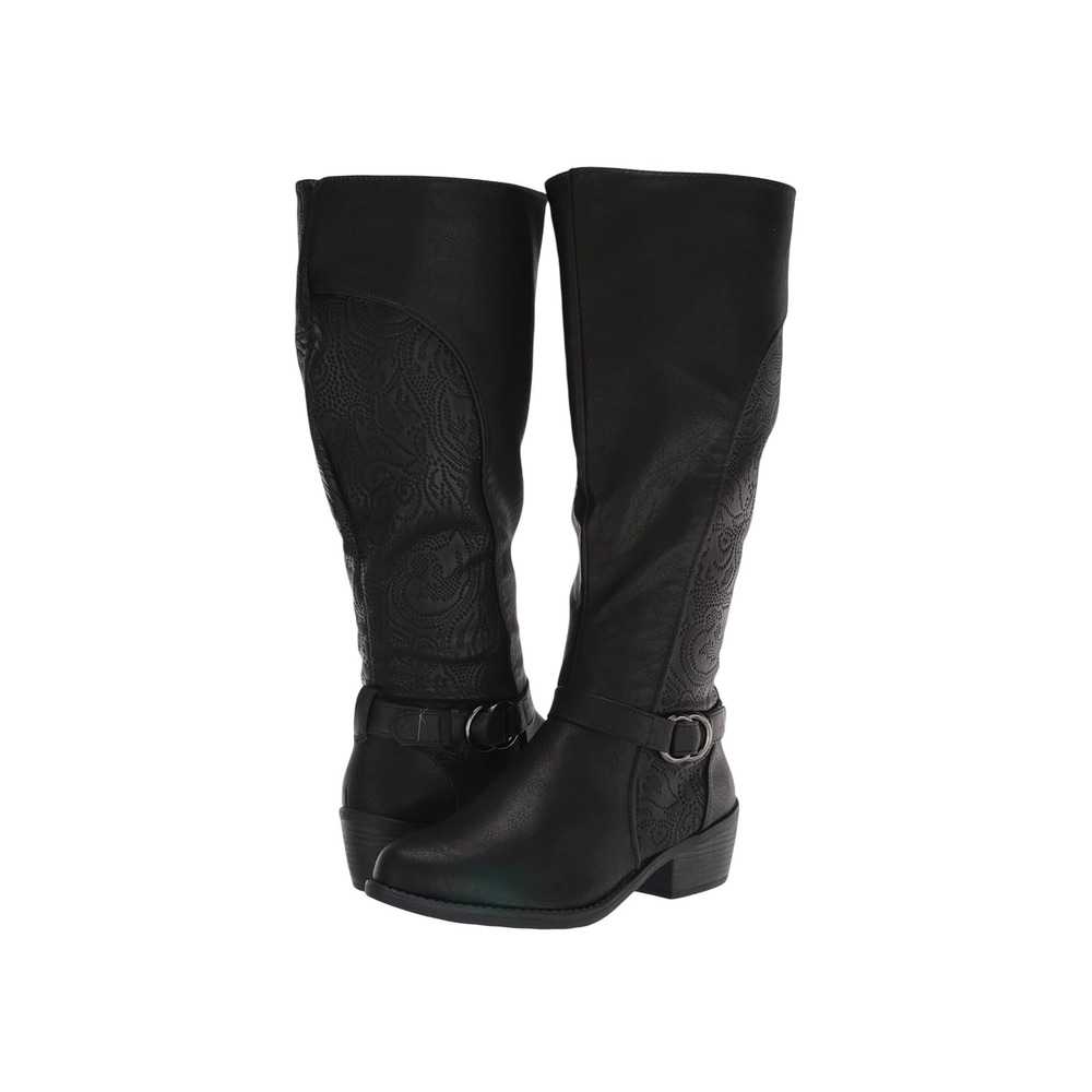 Easy Street Women Luella Plus Knee High Black Embossed Boot Sz 6.5 WIDE CALF NWT - Picture 1 of 8